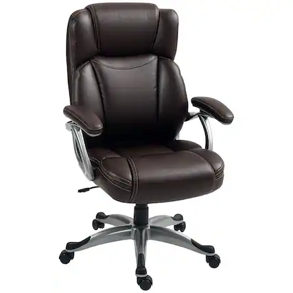 Front. Homcom - Executive Office Chair with Tilt Function, PU Leather High Back Desk Chair, Swivel Computer Chair with Adjustable - Brown.
