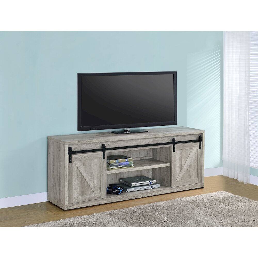 Alt View 4. Coaster Co. of America - Brockton 2-door Engineered Wood 71" TV Stand Grey Driftwood - Brown.