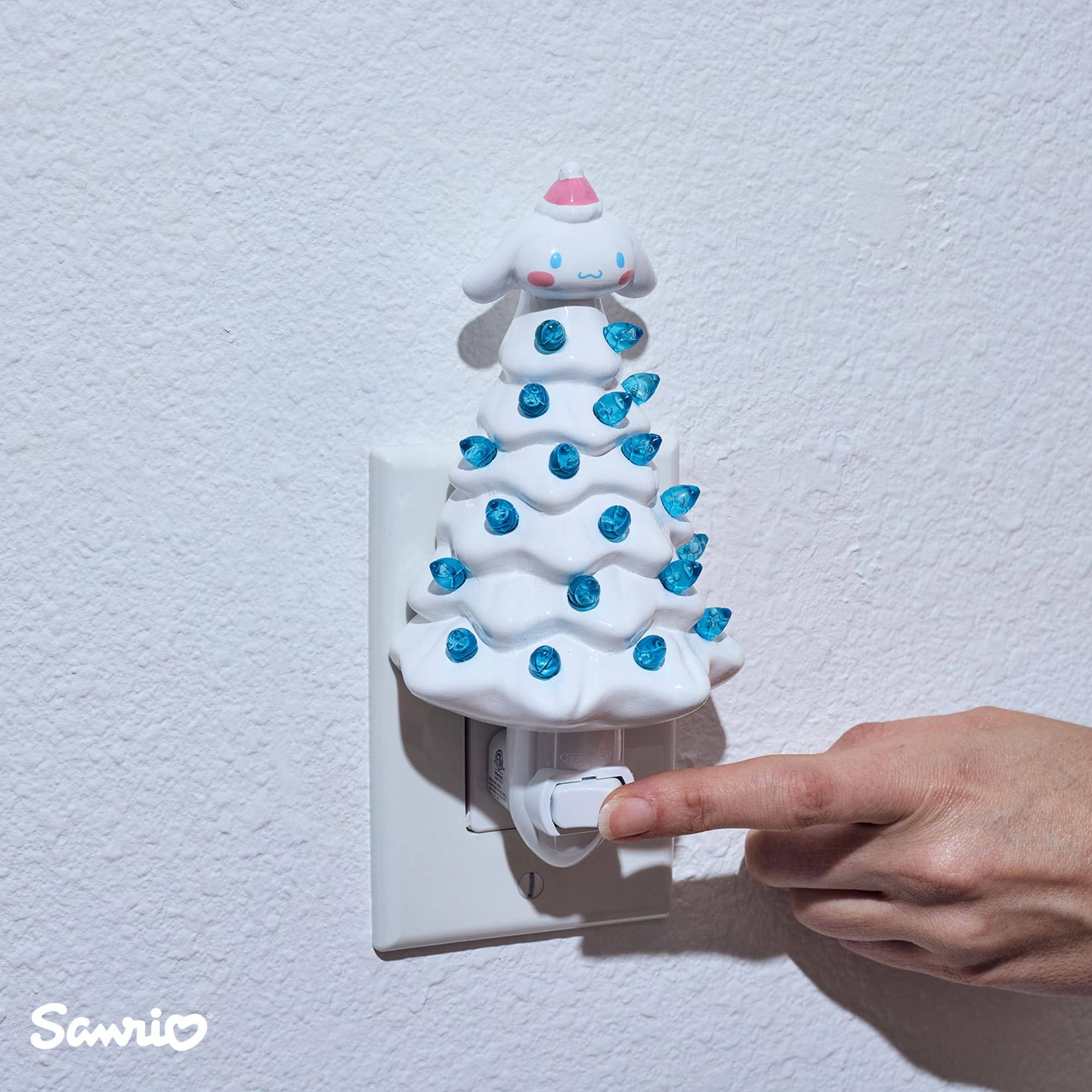 Alt View 3. Ukonic - Sanrio Cinnamoroll 6-Inch Ceramic Christmas Tree Plug-In Nightlight - White.