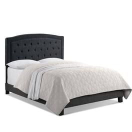 Boyel Living - Curved Button Tufted Upholstered Bed with Solid Wood Frame - Dark Gray