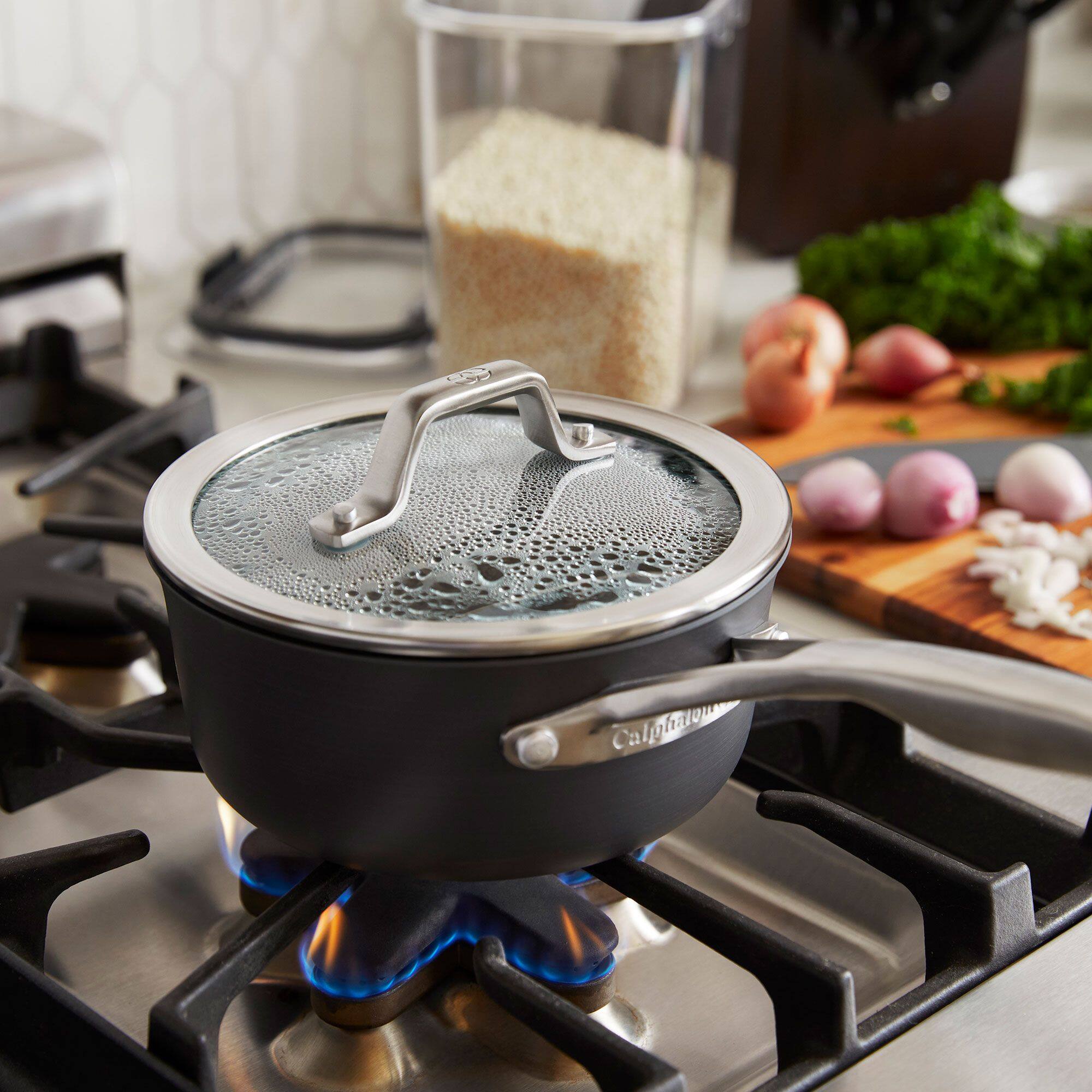 Alt View 4. Calphalon - Calphalon Premier Hard-Anodized Nonstick Aluminum Cookware Set, 13-Piece Set - Black.