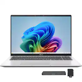 ASUS - Vivobook 16" Laptop,Snapdragon X X126100,16GB RAM,1TB SSD+1TB Dock Set,Qualcomm Adreno,Copilot,Win 11 - Silver