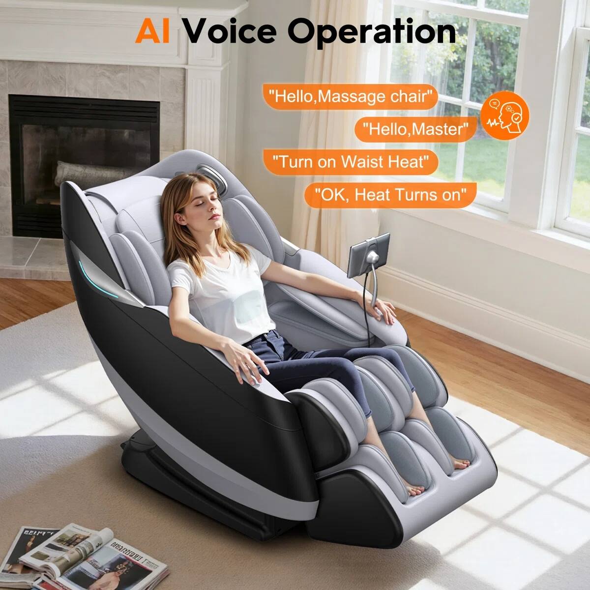 AI Voice Operation  
"Hello, Massage chair"  
"Hello, Master"  
"Turn on Waist Heat"  
"OK, Heat Turns on"