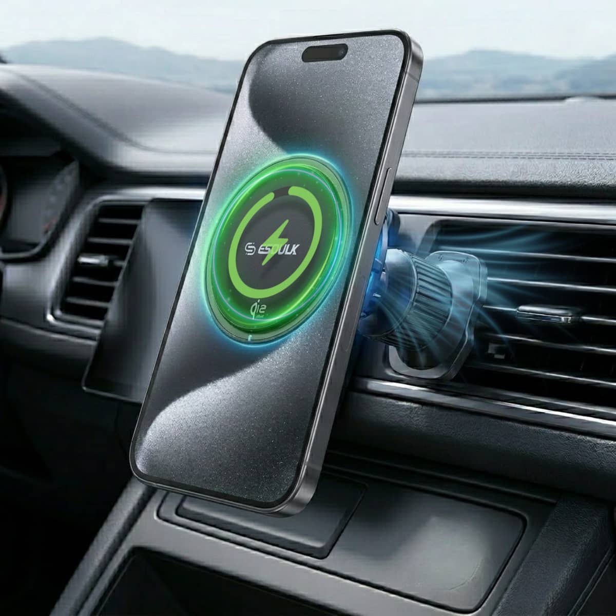 Esoulk - iPhone 17 Pro Max Magnetic Wireless Car Charger, 25W Qi2 Fast Charging Mount, MagSafe Compatible Air Vent Mount - Black