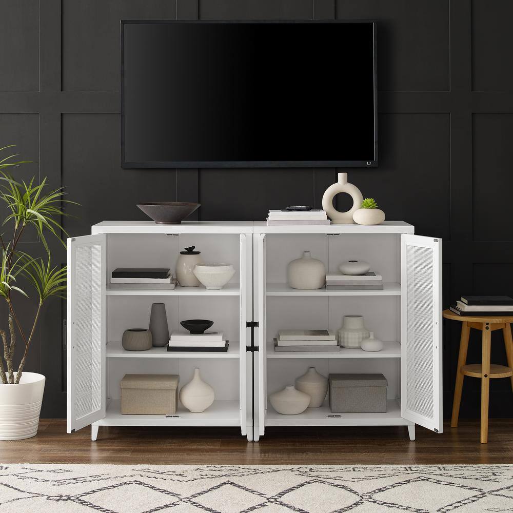Alt View 9. Crosley Furniture - Milo 2-Piece Media Sideboard Cabinet Set - 2 Storage Pantries - White.