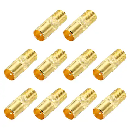 Front. Unique Bargains - 10pcs Coaxial Connector, F Female to PAL Male, 75 Ohm Plated, 26x10.5mm, for Broadcast, Antenna - Gold.