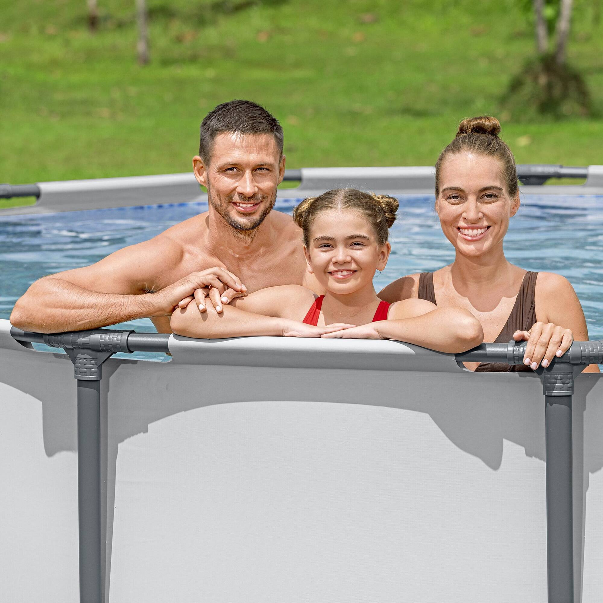 Alt View 5. Bestway - Bestway Steel Pro MAX 14' x 42" Above Ground Outdoor Swimming Pool Set, Gray - Gray.
