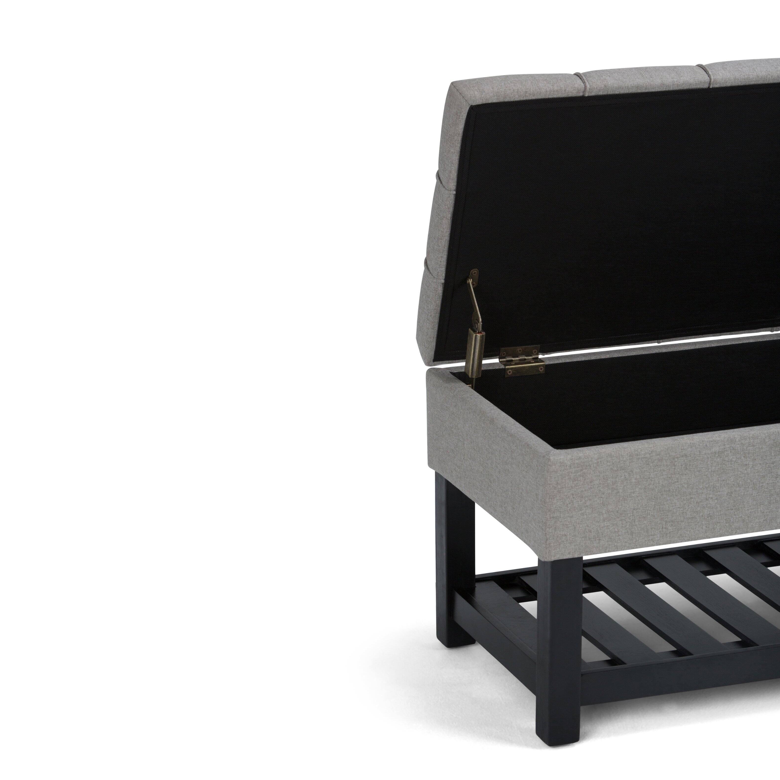 Alt View 14. Simpli Home - Saxon 44 inch Wide Traditional Rectangle Storage Ottoman Bench - Dove Gray.
