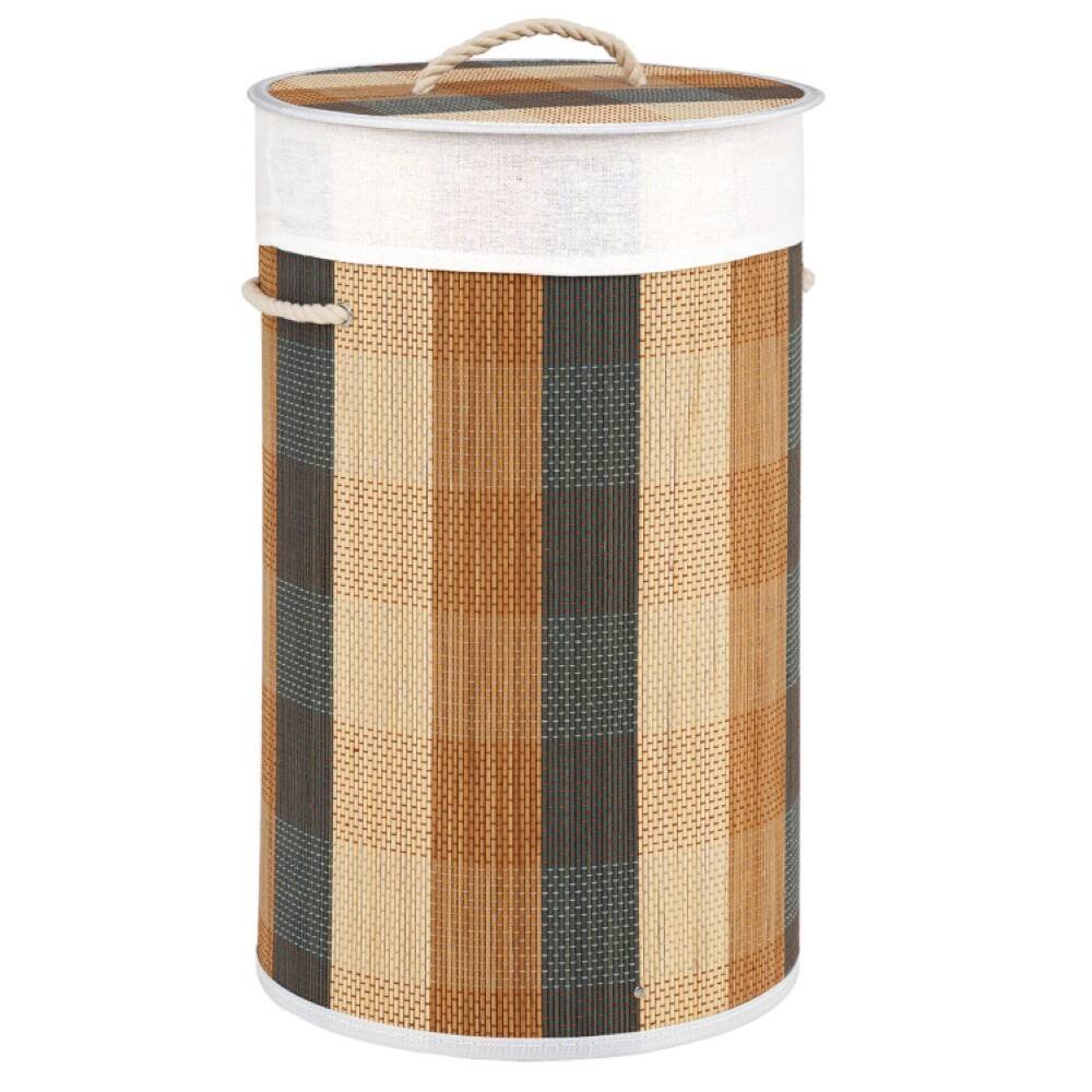 Front. Boyel Living - Multicolor Laundry Hamper with Removable Machine Washable Liner 13.2 Gal - Brown Blue Beige.