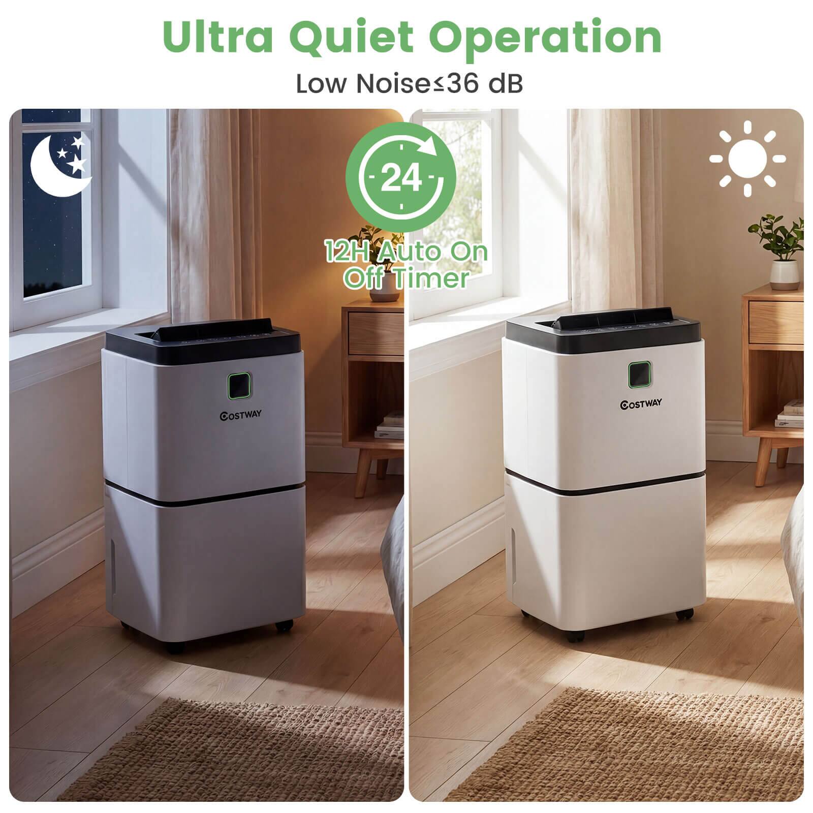 Ultra Quiet Operation  
Low Noise ≤36 dB  

24H Auto On/Off Timer  

COSTWAY