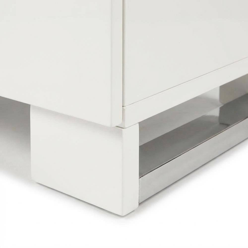 Alt View 1. FurniFact - White Solid Wood Nightstand with 2 Drawers for Bedroom Decor - White.