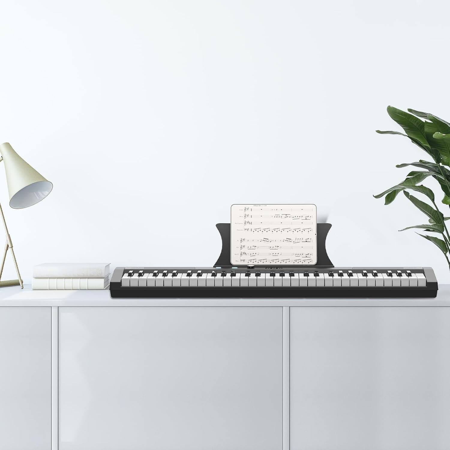 Alt View 4. Electrodes Masters - 61-Key Portable Digital Piano with Power Supply, Pedal & Built-In Speakers - Black.