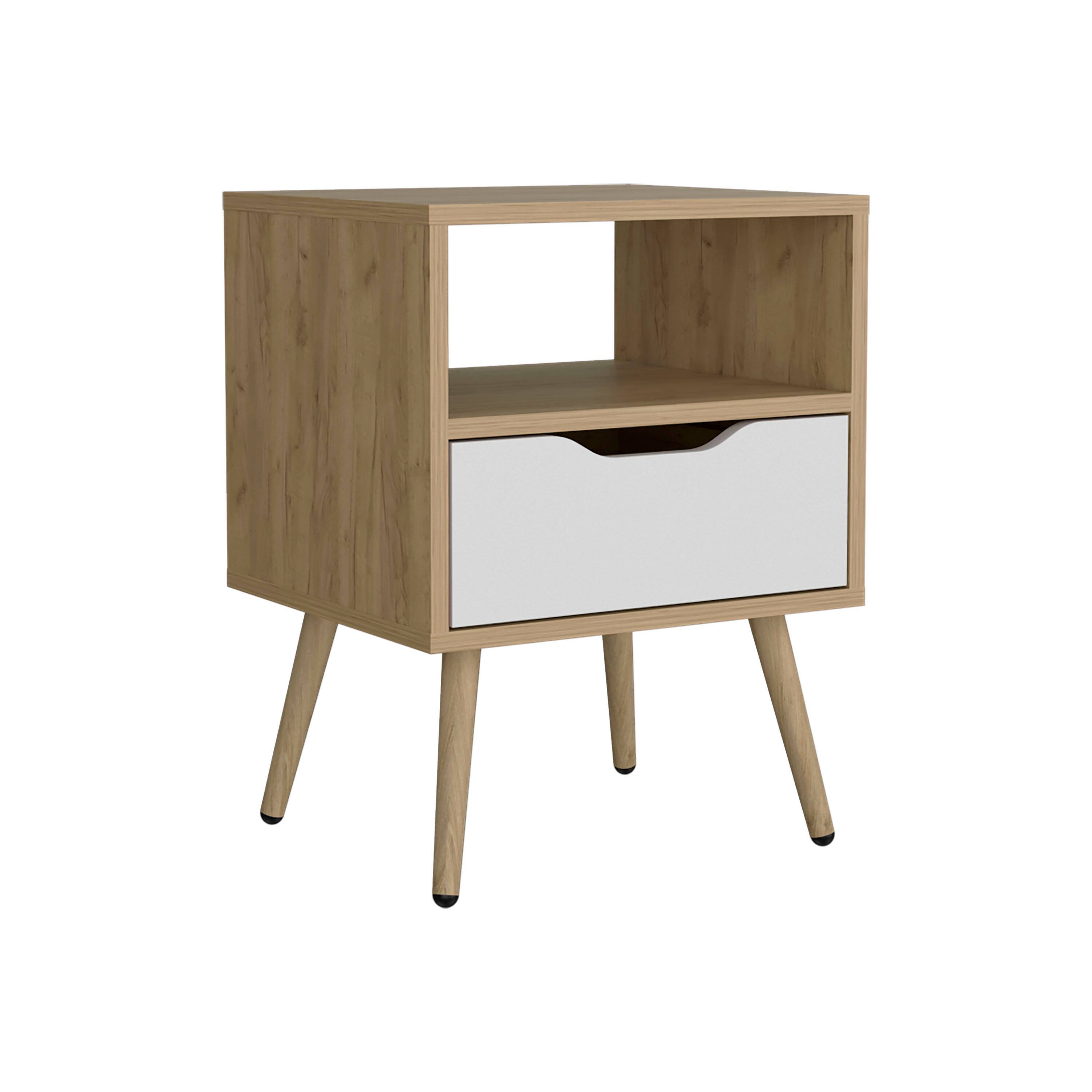 Front. Spaco - Spaco 21" Nightstand with Compact One Drawer One Shelf for Bedroom - Multicolor.