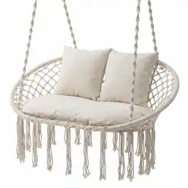 Costway - Double Swing Chair with Cushions,Hanging Hammock Chair for Indoor & Outdoor Use - Beige