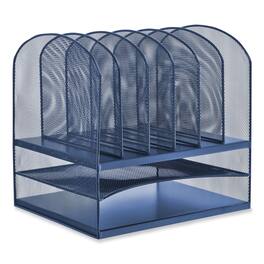 Safco - Onyx Desk Organizer with Two Horizontal and Six Upright Sections, Letter Size Files, 13.25 x 11.5 x 13, Blue