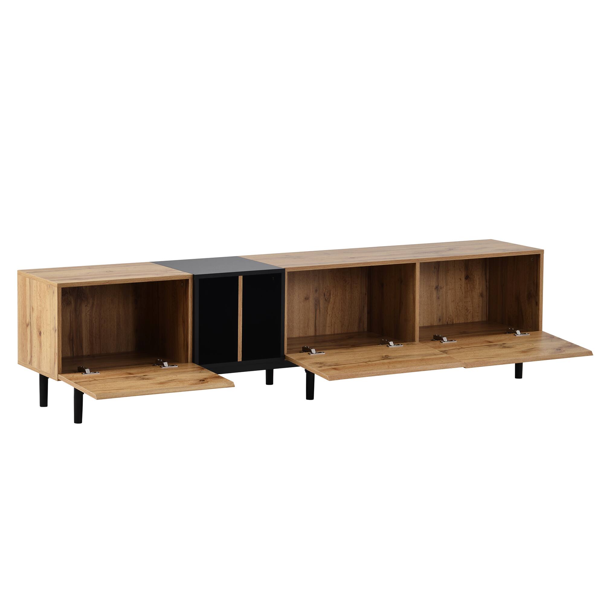 Alt View 7. Spaco - Spaco Modern TV Stand for 80 Inch TVs, 3 Door Media Console, Large Storage Cabinet, for Living Room and Bedroom - Natural Wood.