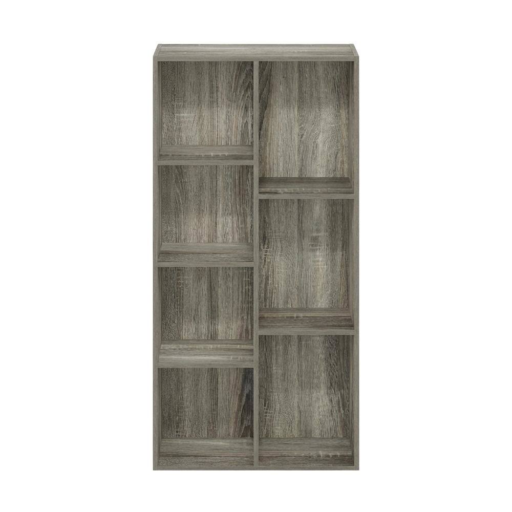 Back. FurniFact - Reversible 7-Cube Storage Shelf In French Oak Finish With Open Design - French Oak.