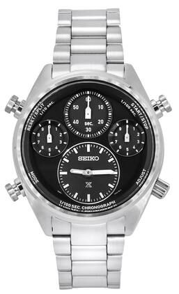 Seiko - Prospex Speedtimer Chronograph Stainless Steel Dial Solar SFJ003P1 100M Men's Watch - Black