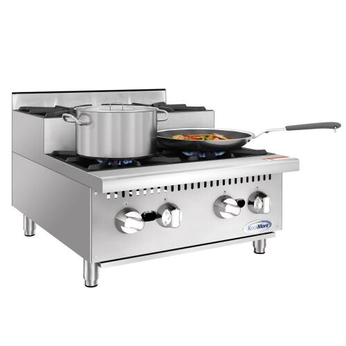 Alt View 1. Koolmore - 24 in. Commercial Four-Burner Step Up Range, 104000 BTU in Stainless-Steel (KM-CRSU-24) - Silver.