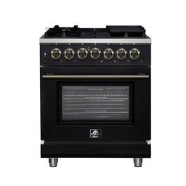 Forno Appliances - Massimo 4.32 Cu. Ft. Freestanding Dual Fuel True Convection Range with Air Fryer Basket - Black