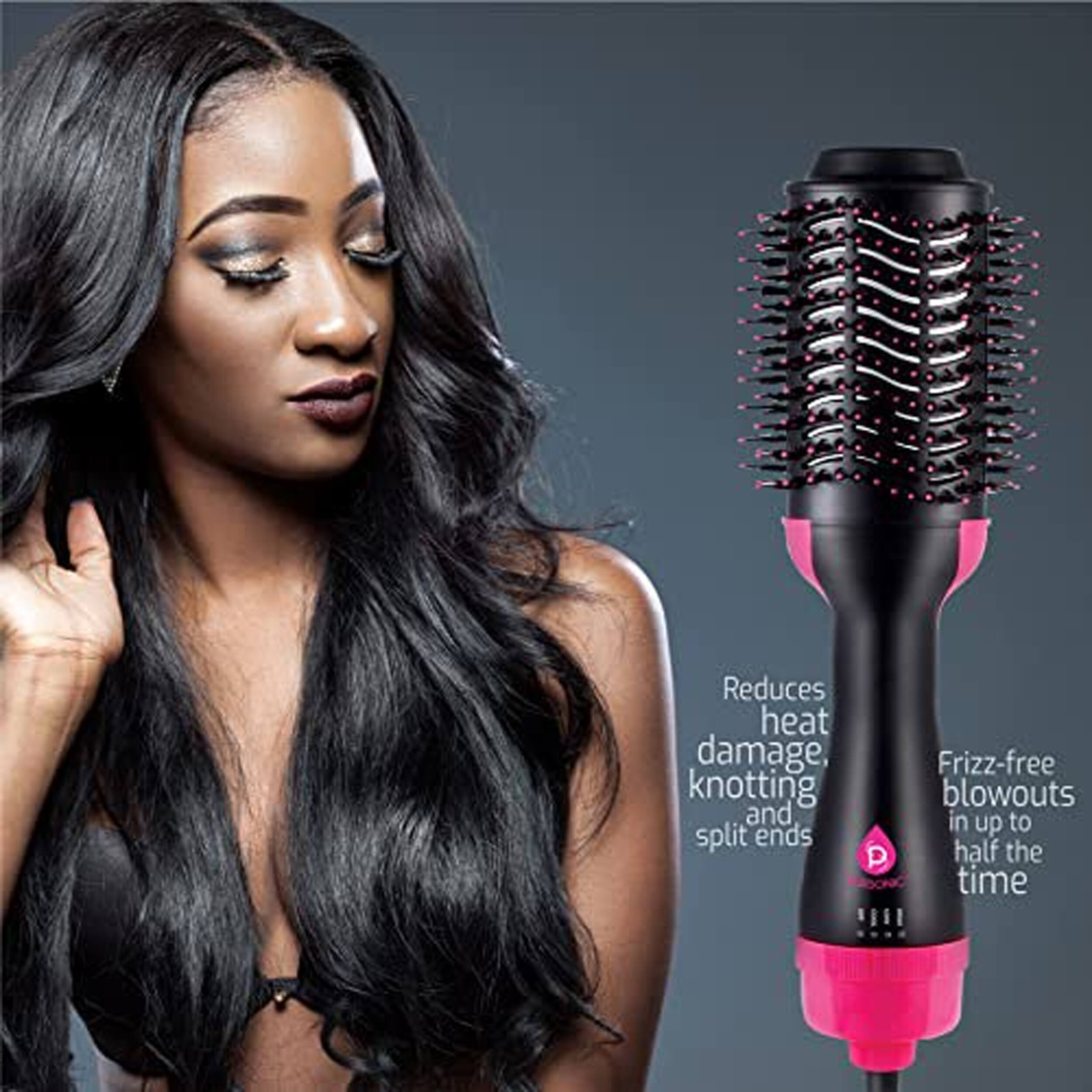 Reduces heat damage, knotting and split ends. Frizz-free blowouts in up to half the time.