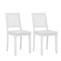 Costway Armless Wood Dining Chair Set of 2 with Rubber Wood Legs Curved Backrest Kitchen - White - Front_Zoom