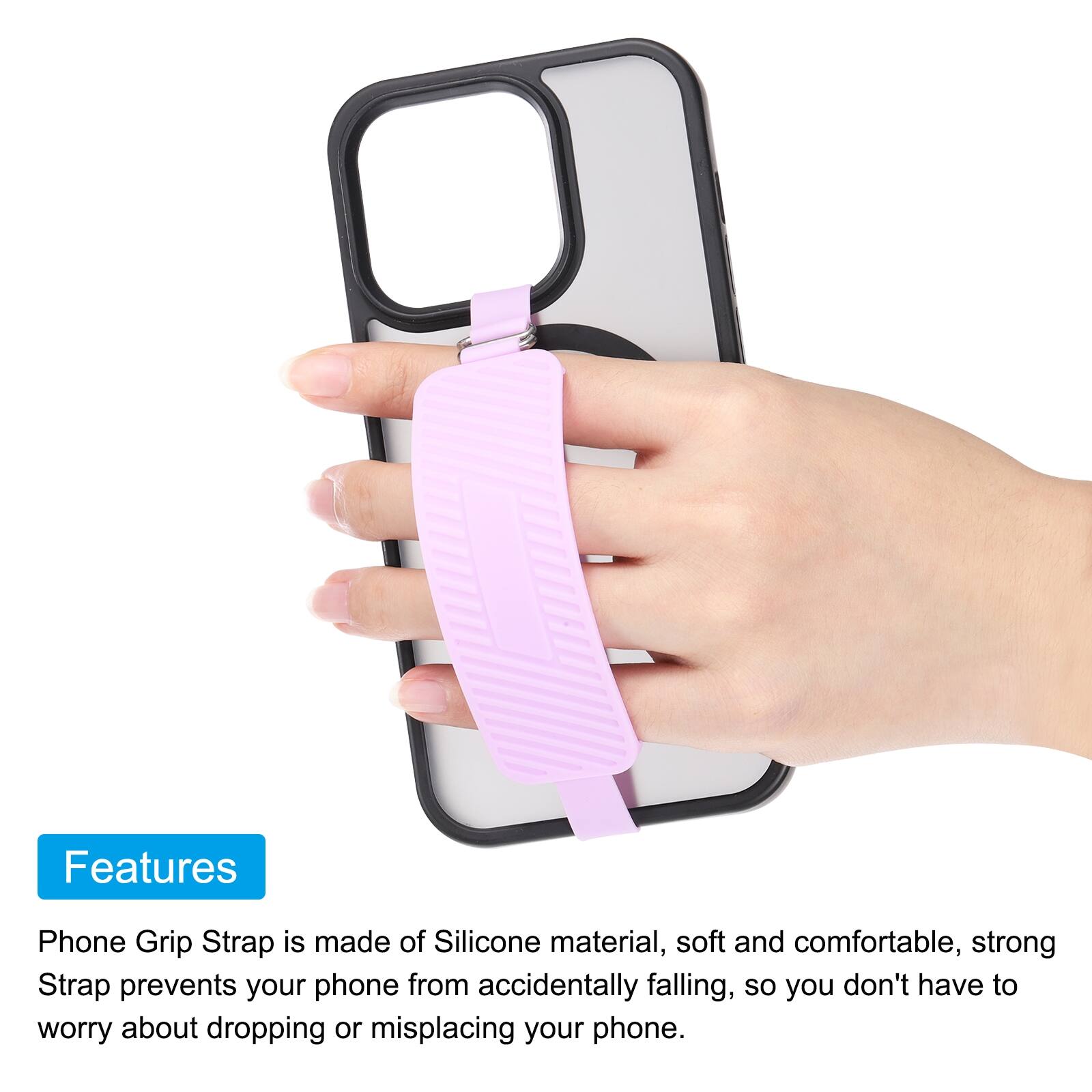 Features

Phone Grip Strap is made of Silicone material, soft and comfortable, strong Strap prevents your phone from accidentally falling, so you don't have to worry about dropping or misplacing your phone.
