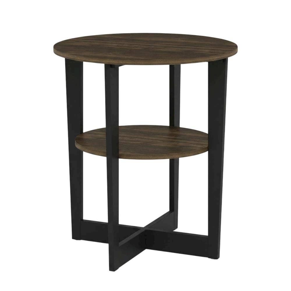 FurniFact - Walnut and Black Oval End Table with Modern Style and Sturdy Frame - Columbia Walnut/Black