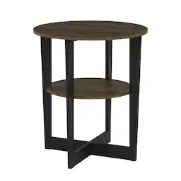 FurniFact - Walnut and Black Oval End Table with Modern Style and Sturdy Frame - Columbia Walnut/Black