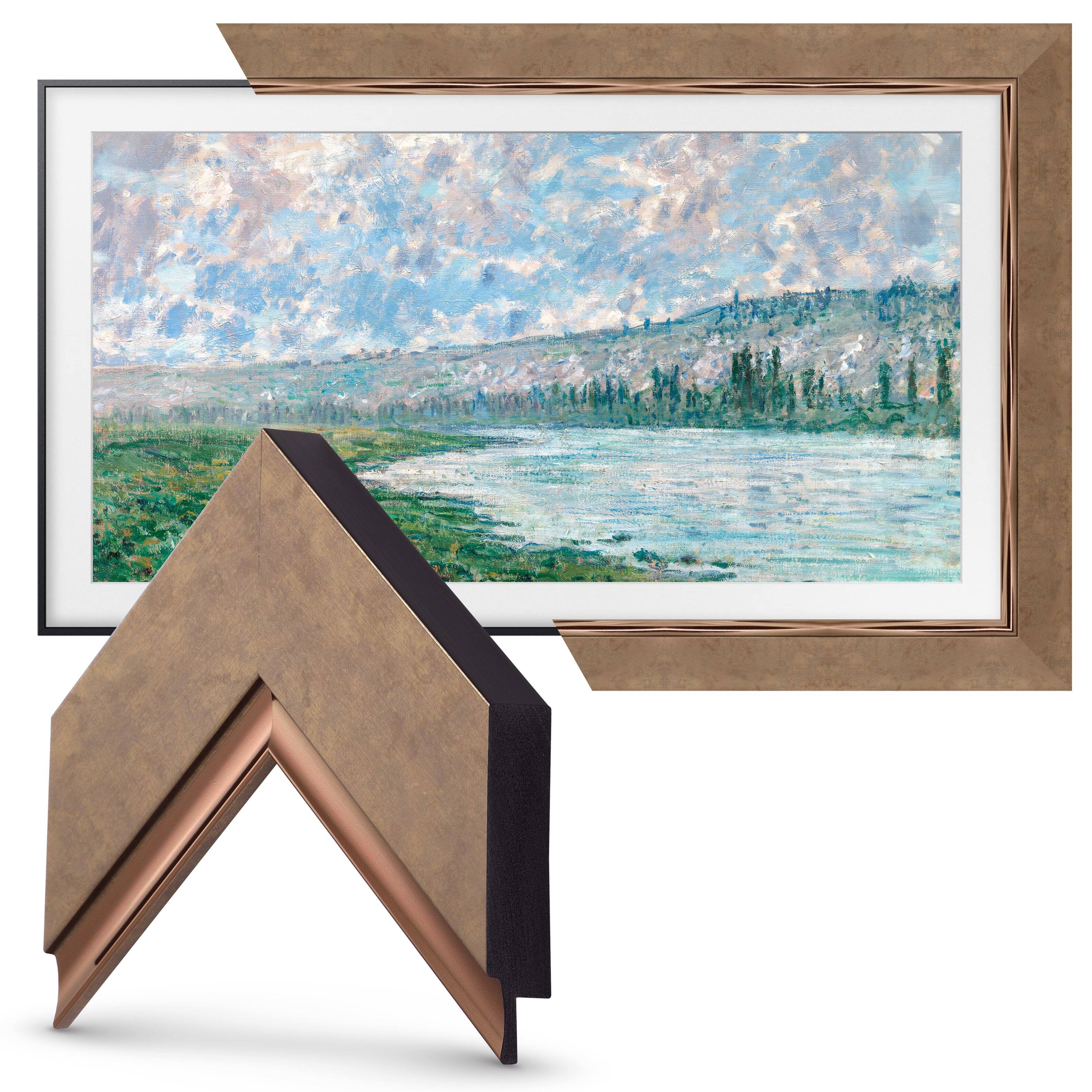Left. Deco TV Frames - Premiere Bezel for Samsung the Frame TV - 50" - Contemporary Bronze.
