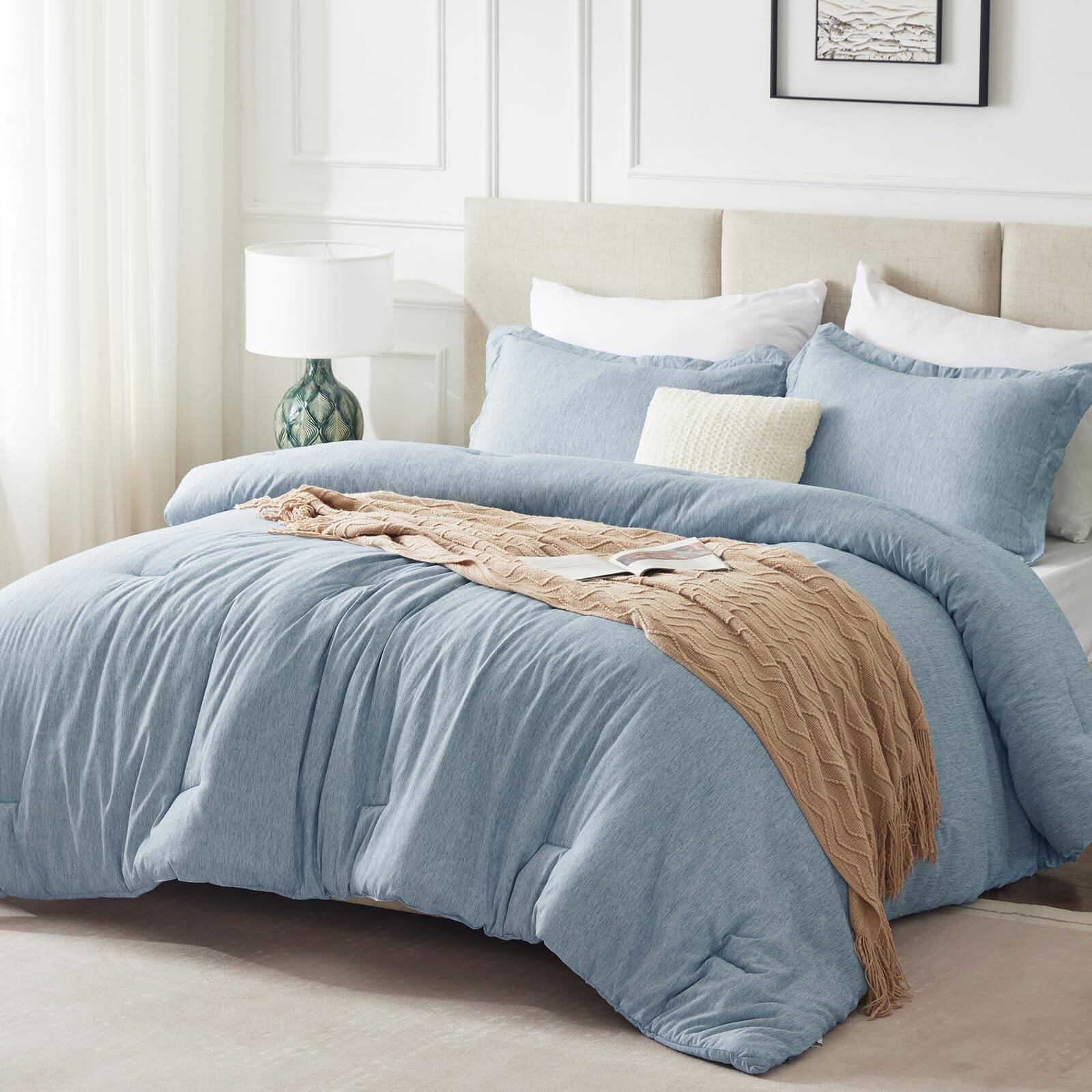 Alt View 9. NICHOLAS KLEIN - Full Set - Soft Luxury Cationic Dyeing Bedding For All Season Breathable Lightweight Fluffy Bed With 1 And ... - Beige Full.