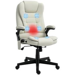 Vinsetto - 6 Point Vibrating Massage Office Chair with Heat, High Back Executive Office Chair with Reclining Backrest - Beige
