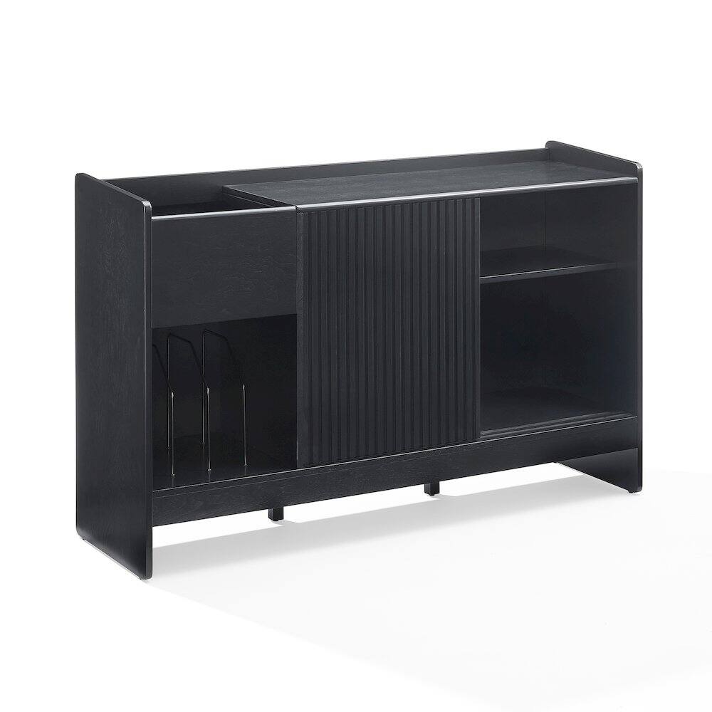 Back. Crosley Furniture - Arden Record Player Cabinet With Vinyl Storage - Black.