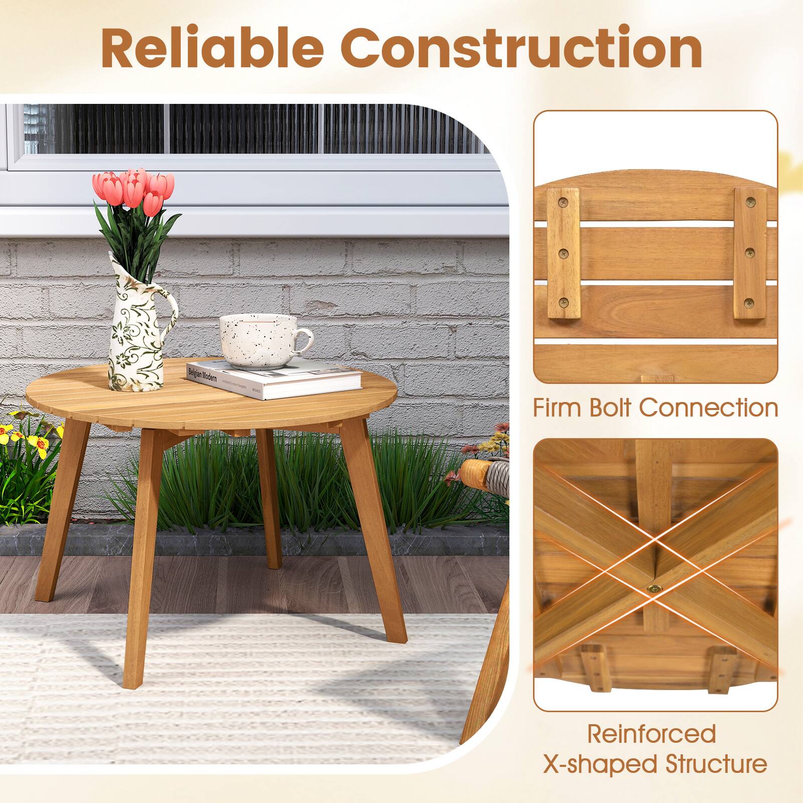 Reliable Construction

Firm Bolt Connection

Reinforced X-shaped Structure