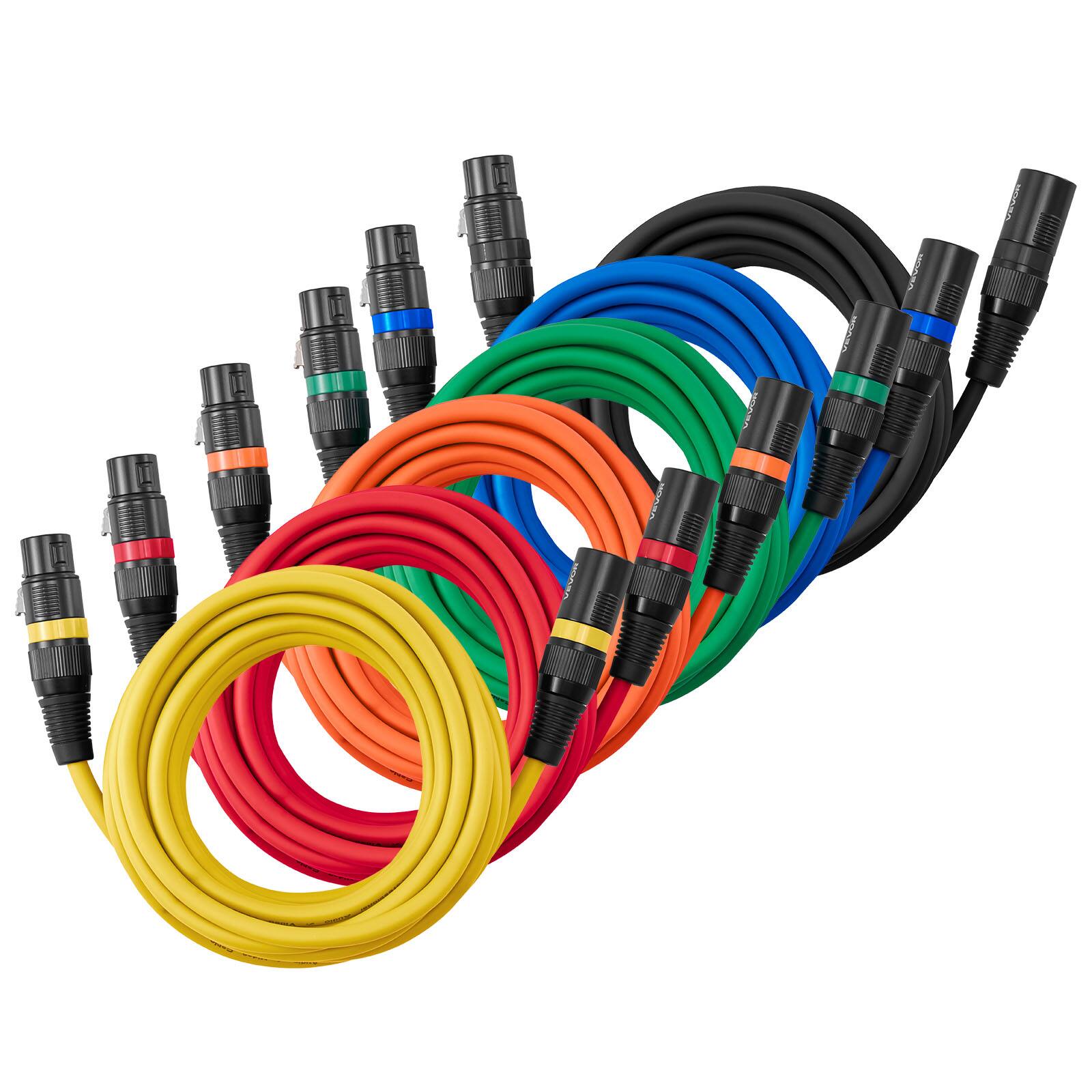 Alt View 5. VEVOR - XLR Cable 15 ft, 6 Pack, Shielded Balanced DMX Male to Female Microphone Cables, 3-Pin XLR Mic Speaker Cord Wires - Colorful.