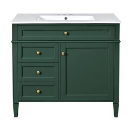 Boyel Living - 36 Inch Modern Bathroom Vanity with Ceramic Sink Three Drawers Garnet - Green