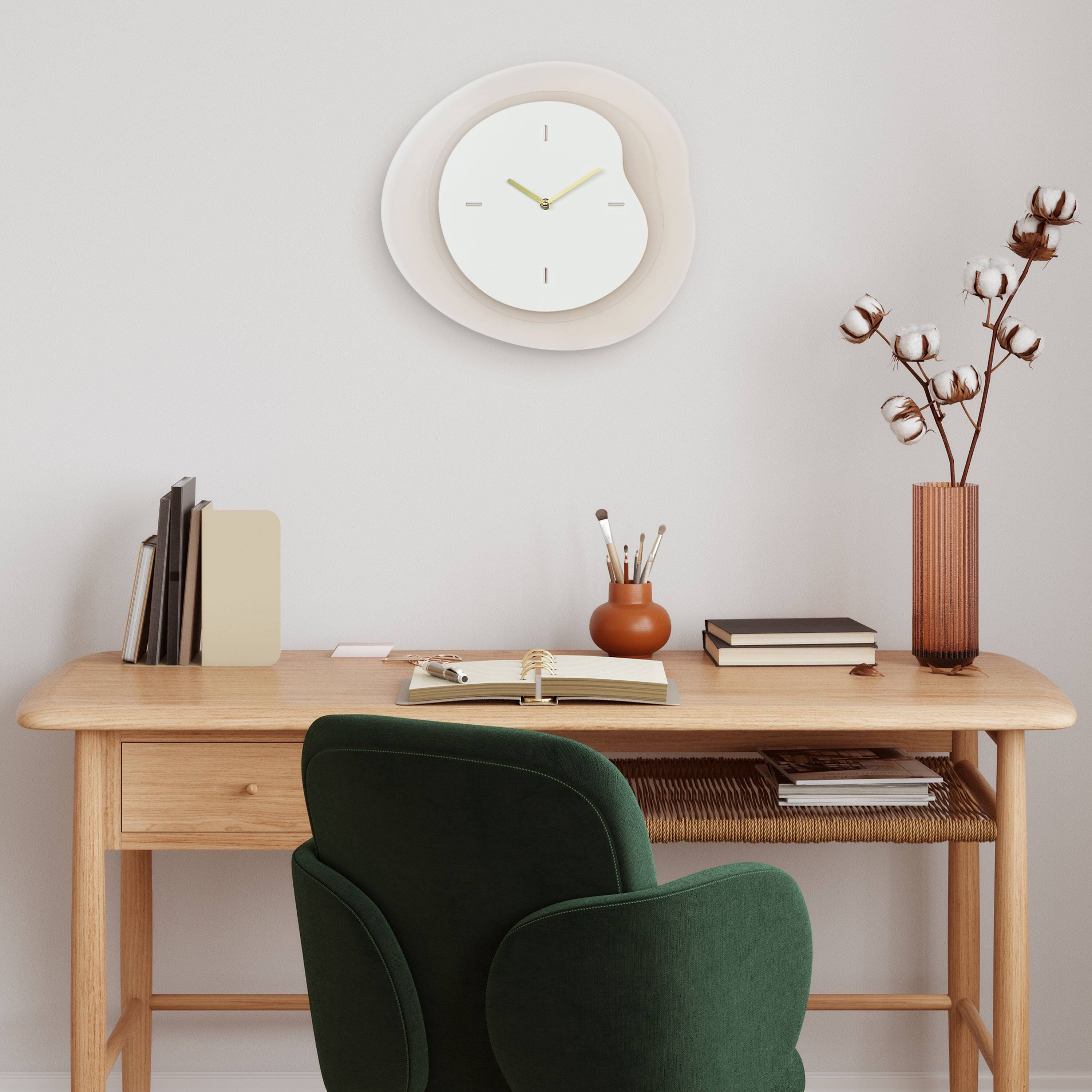 Back. La Crosse Clock Co. - 15.2 Inch Drift Analog Quartz Wall Clock - Taupe.