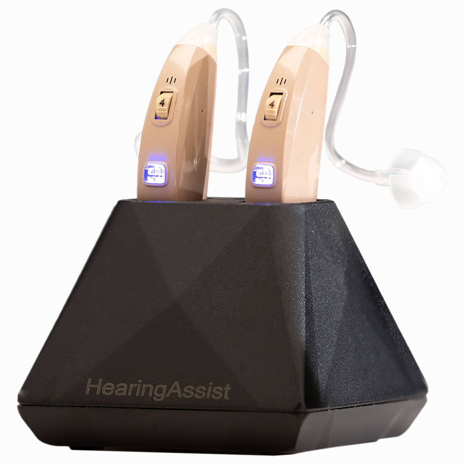 Front. Hearing Assist - EAZE OTC Hearing Aid Kit, BTE Rechargeable (pair) - Beige.