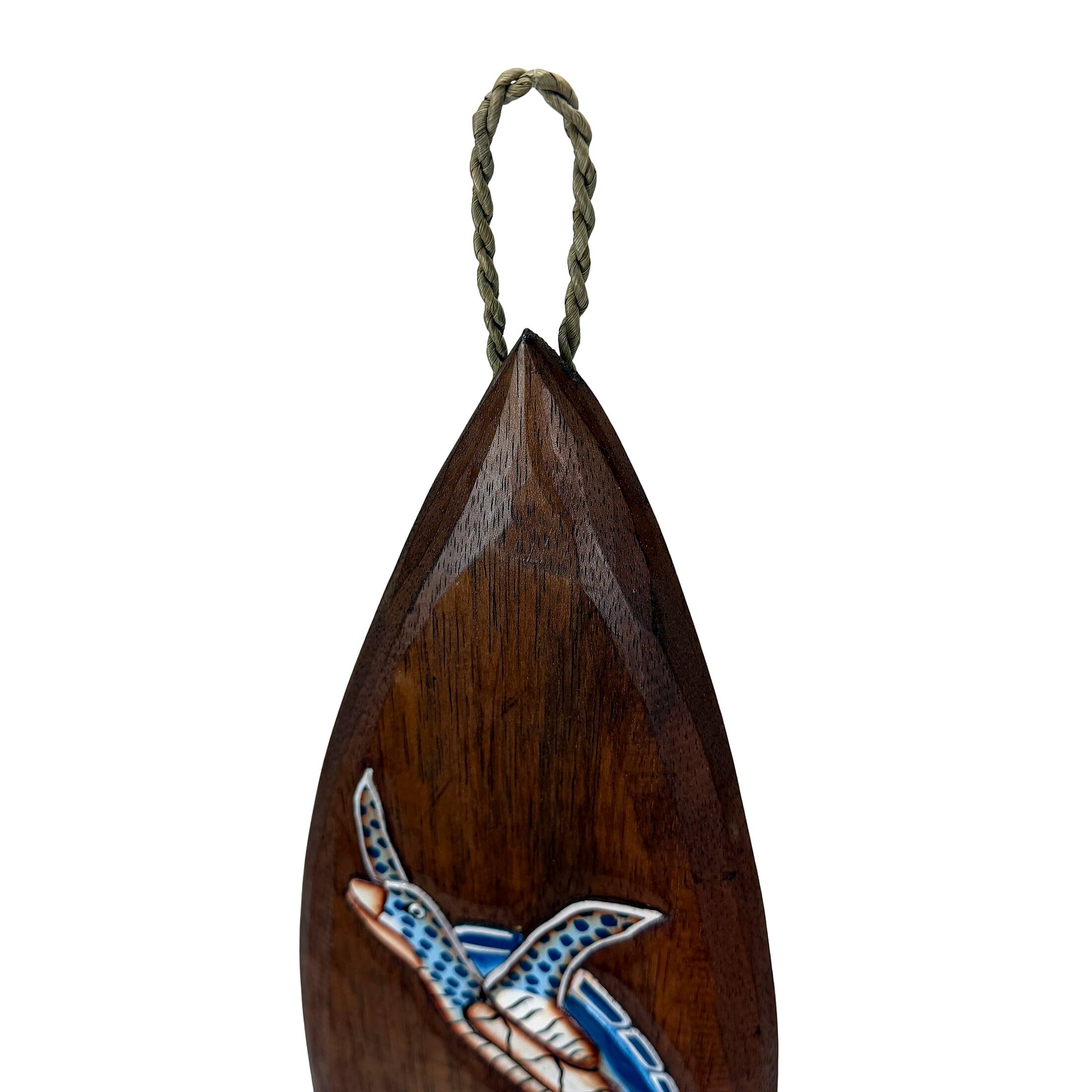 Alt View 7. Things2Die4 - Sea Turtle Surfboard Wall Hanging Coastal Wood Decor 39.5 in Brown Blue - Brown.