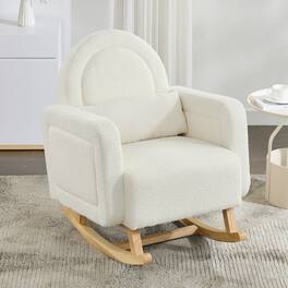 GOODSILO - Accent Rocking Chair with Pillow, Ultimate Comfort for Your Home, Teddy Velvet - Cream White