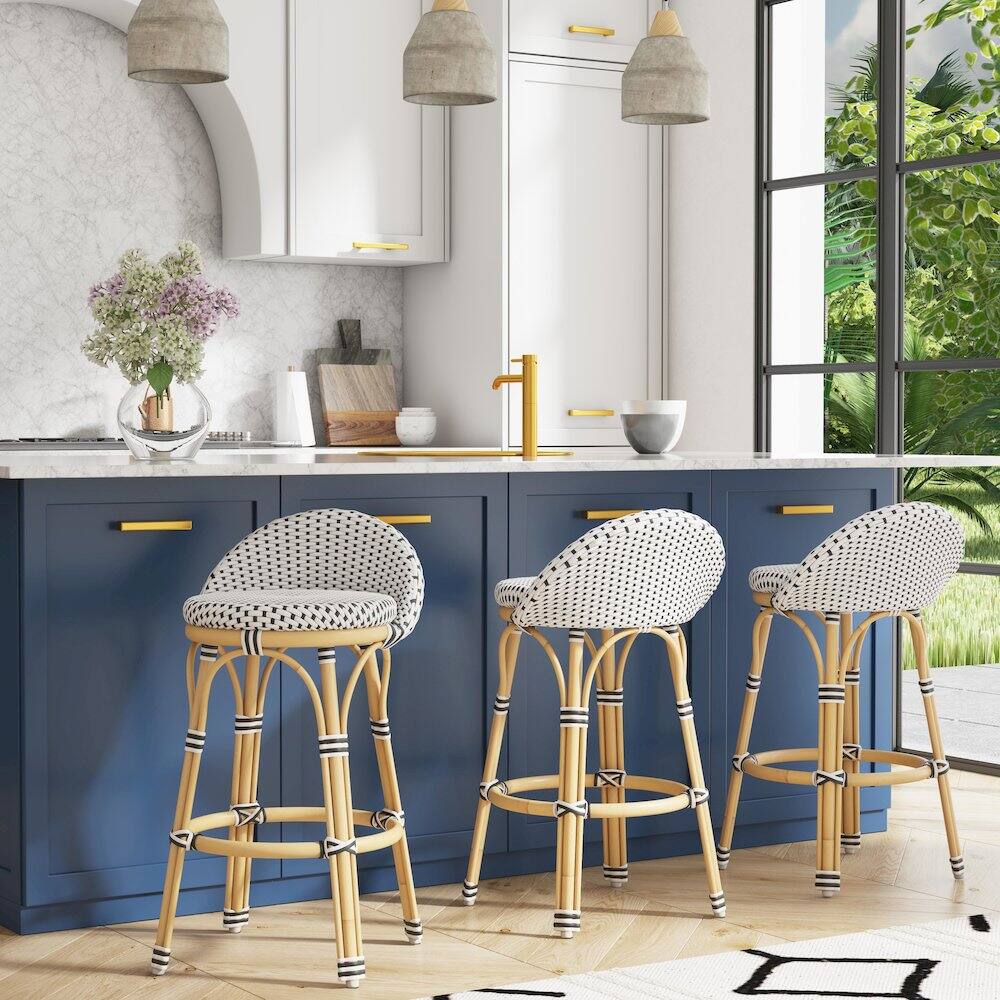 Alt View 4. Butler Specialty - Inez 24 in. Seat Height Rattan Low Back Counter Stool - Black.