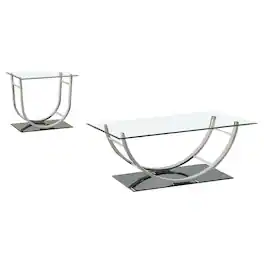 Coaster Co. of America - Danville 2-piece Glass Top Coffee and End Table Set Chrome - Silver