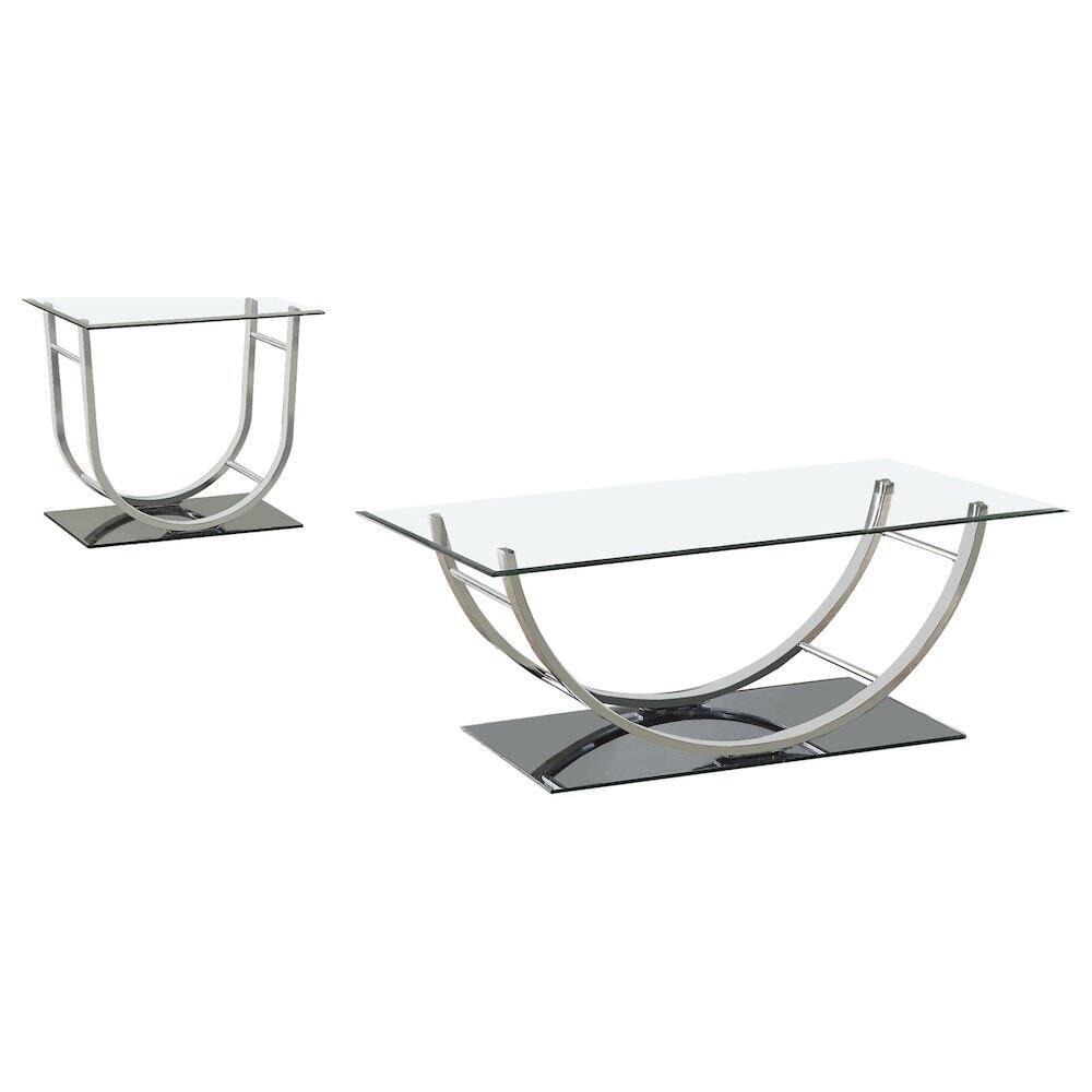 Front. Coaster Co. of America - Danville 2-piece Glass Top Coffee and End Table Set Chrome - Silver.