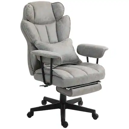Front. Homcom - Executive Office Chair, 400LBS Big and Tall Office Chair with Foot Rest, Microfiber Computer Desk Chair - Gray.