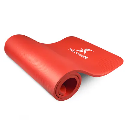 Front. ProsourceFit - ProsourceFit Extra Thick Yoga and Pilates Mat, 1/2-in - Red.