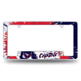 Rico Industries - Washington Capitals Chrome Metal License Plate Frame with Bold Tie Dye Design - Multi