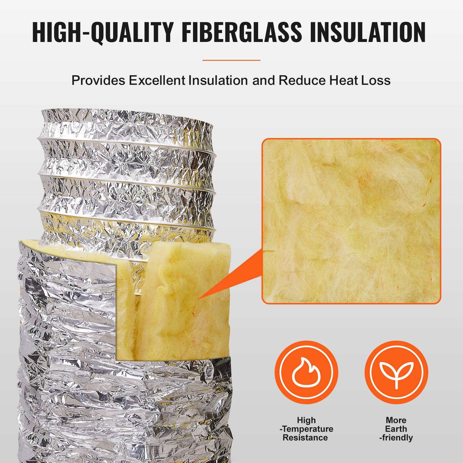 HIGH-QUALITY FIBERGLASS INSULATION  
Provides Excellent Insulation and Reduce Heat Loss  

- High-Temperature Resistance  
- More Earth-friendly