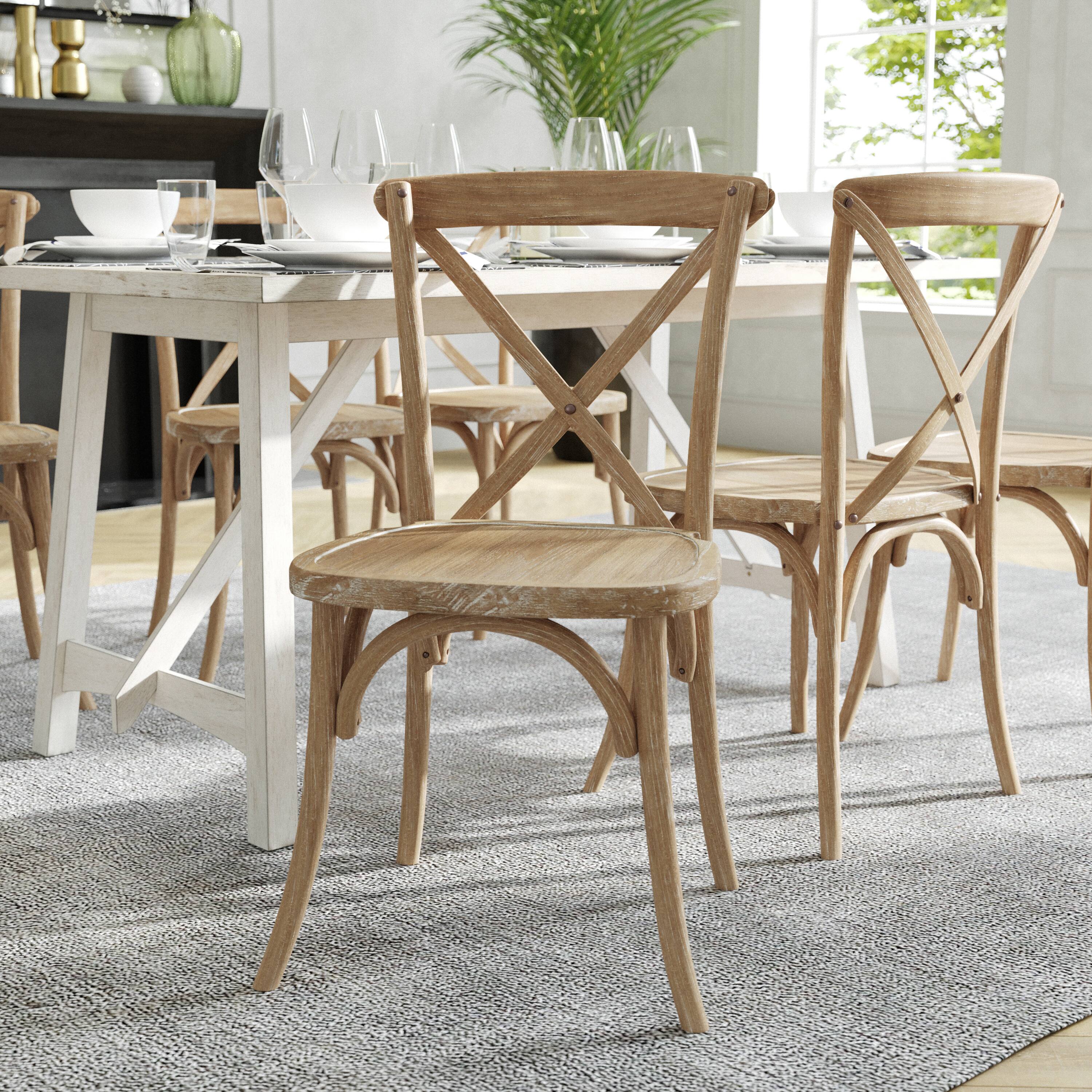 Angle. Flash Furniture - Advantage Medium Natural With White Grain X-Back Chair - Natural.