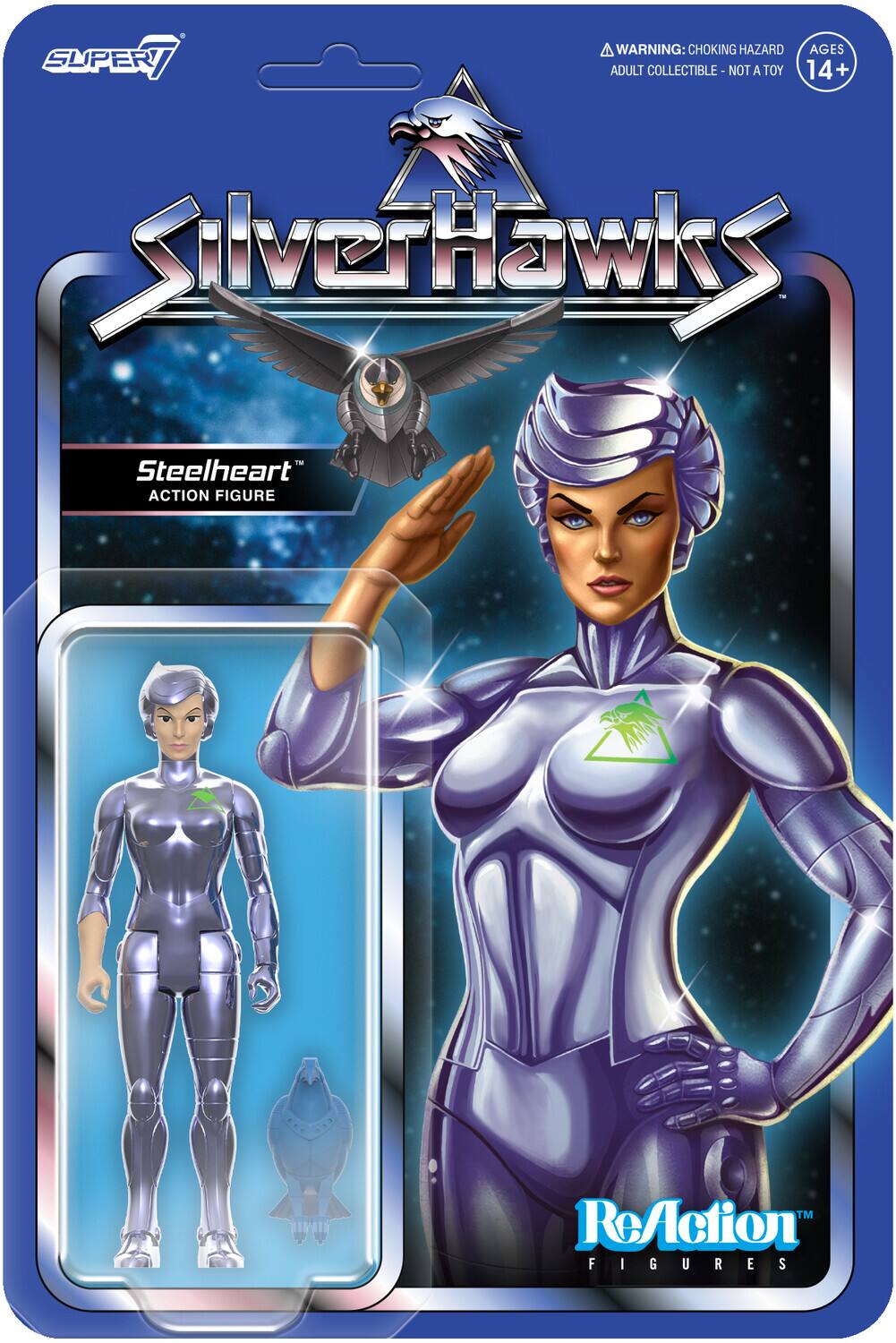 Super7 - Silverhawks - ReAction Figures Wv1 - Steelheart (Toy Version) - Collectibles