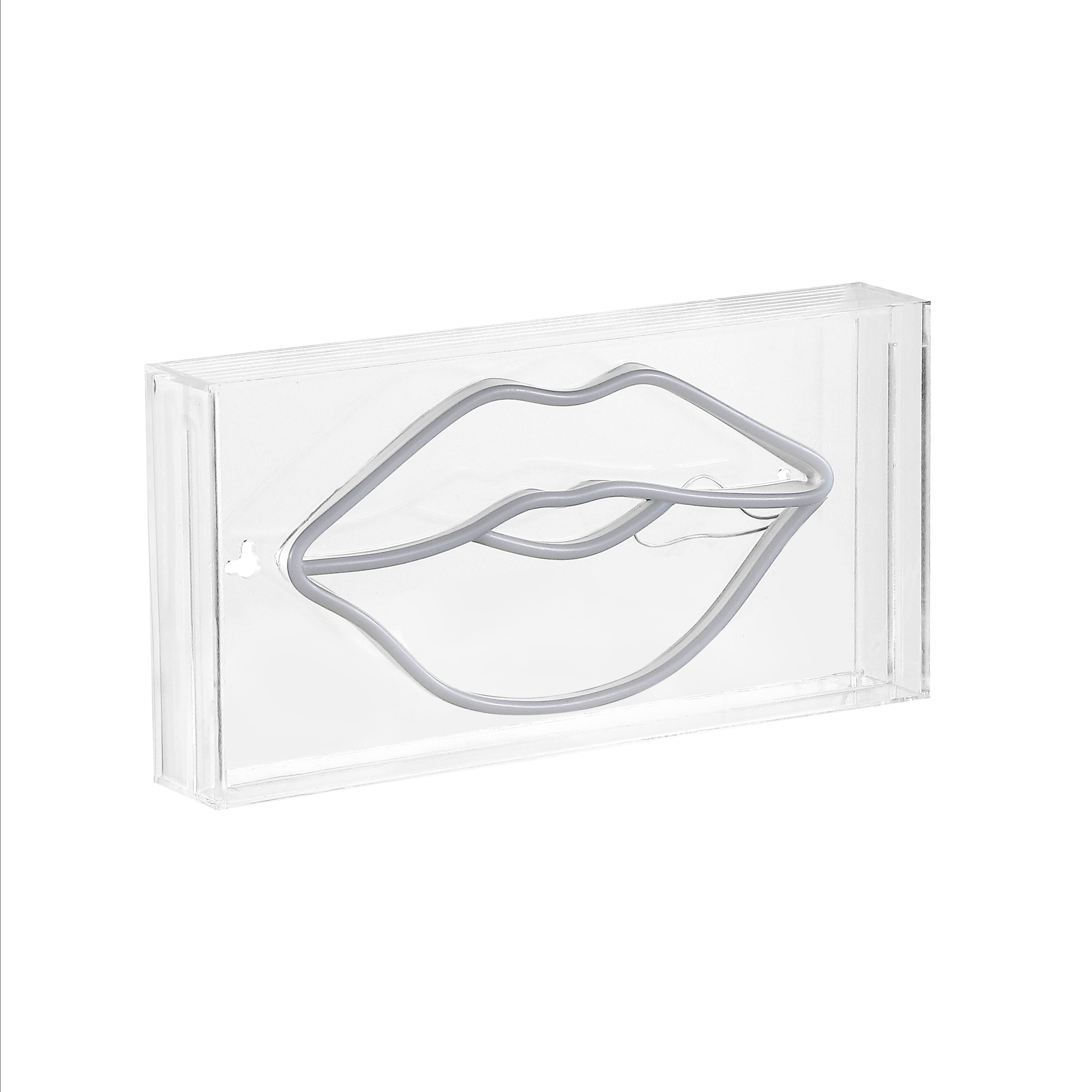 Front. Jonathan Y - Lips 11.88" X 5.88" Contemporary Glam Acrylic Box USB Operated LED Neon Light, Pink - Pink.
